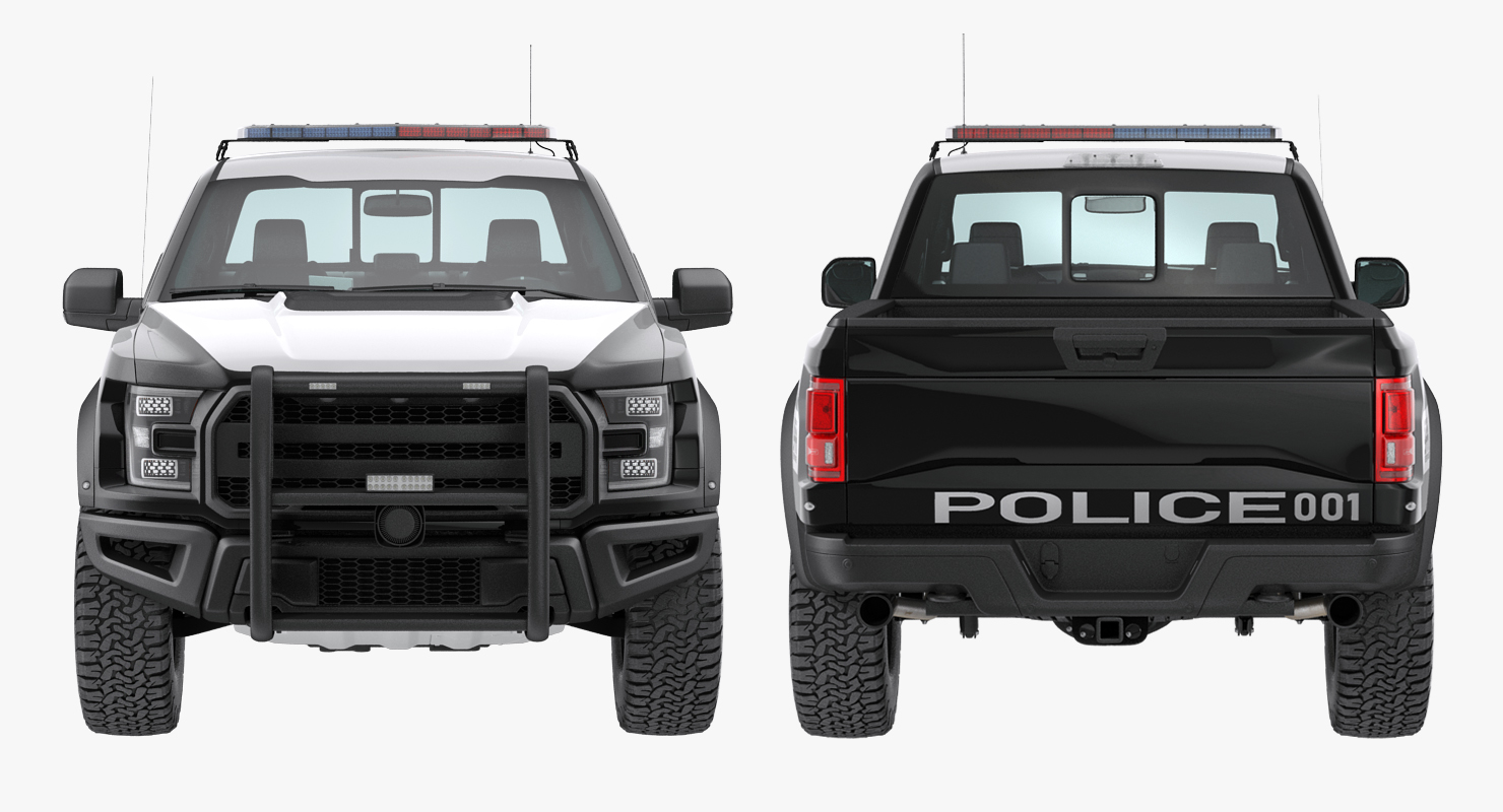 3D Police Pickup Truck Modern Generic Rigged