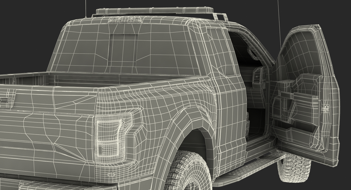 3D Police Pickup Truck Modern Generic Rigged