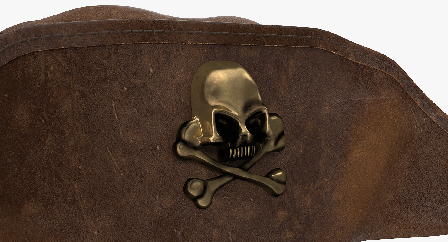 Skull and Crossbones Pirate Hat Leather 3D model