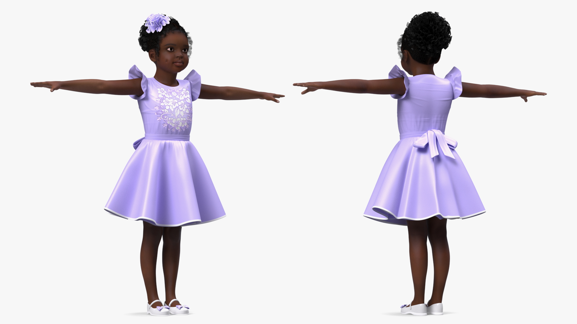 3D model Black Child Girl Party Style Rigged