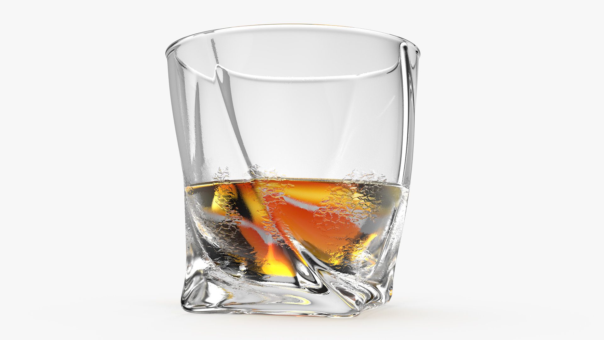 Twisted Rocks Misted Glass With Whiskey 3D model