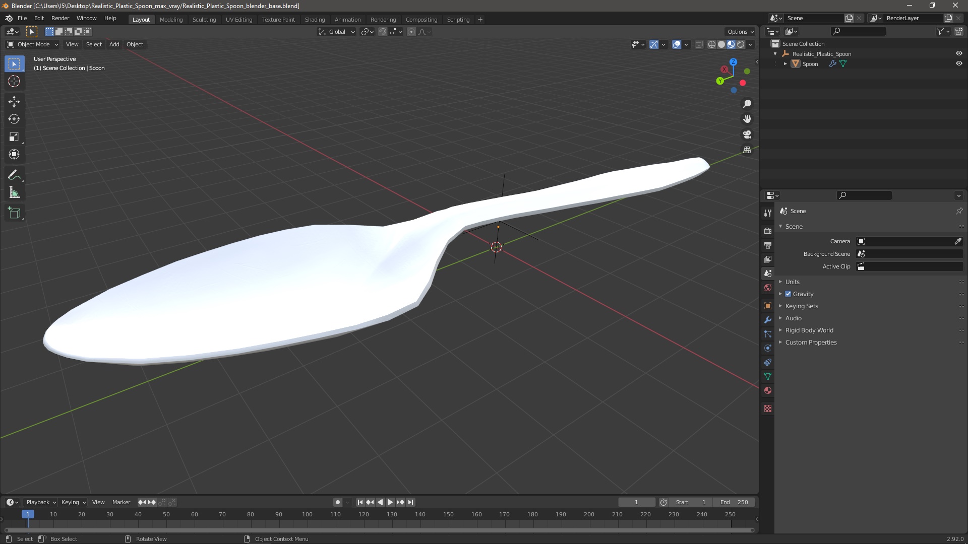 3D Realistic Plastic Spoon model