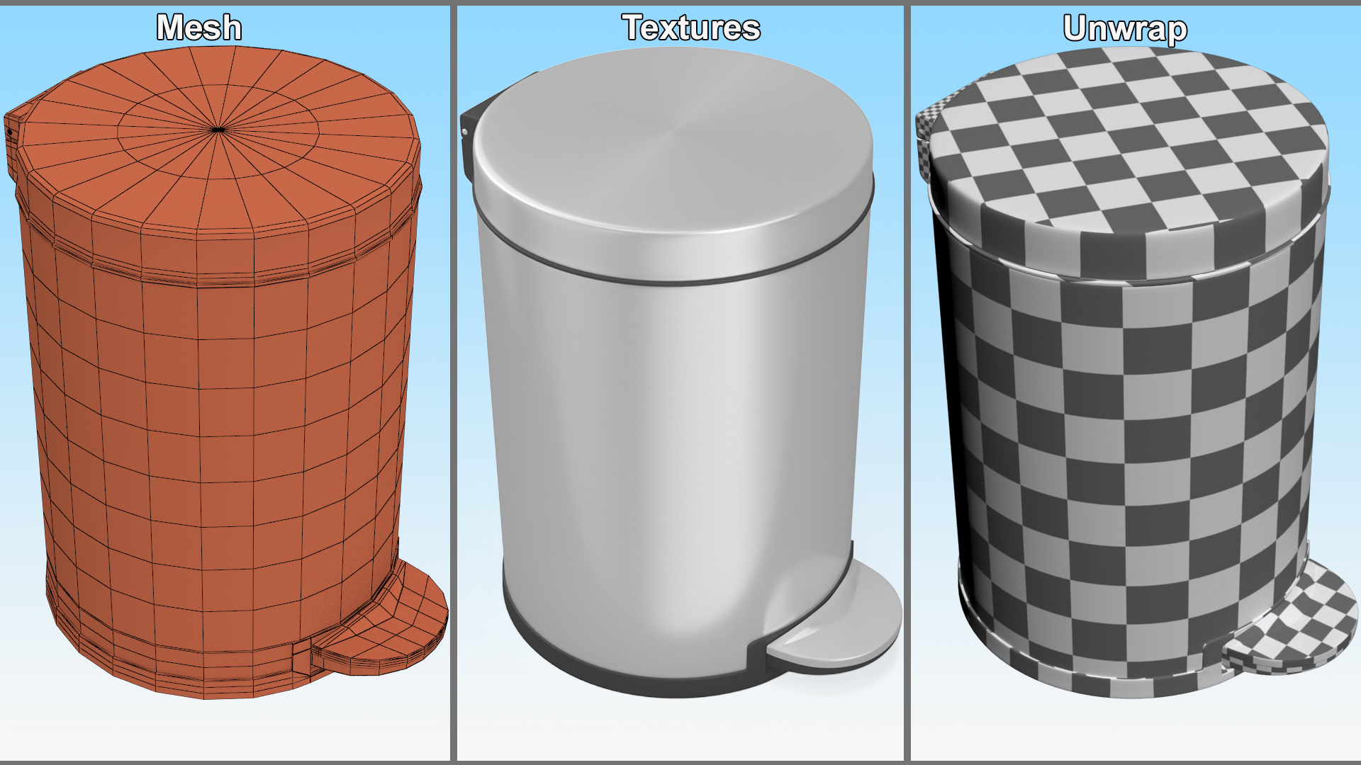 Round Step Garbage Can 3D