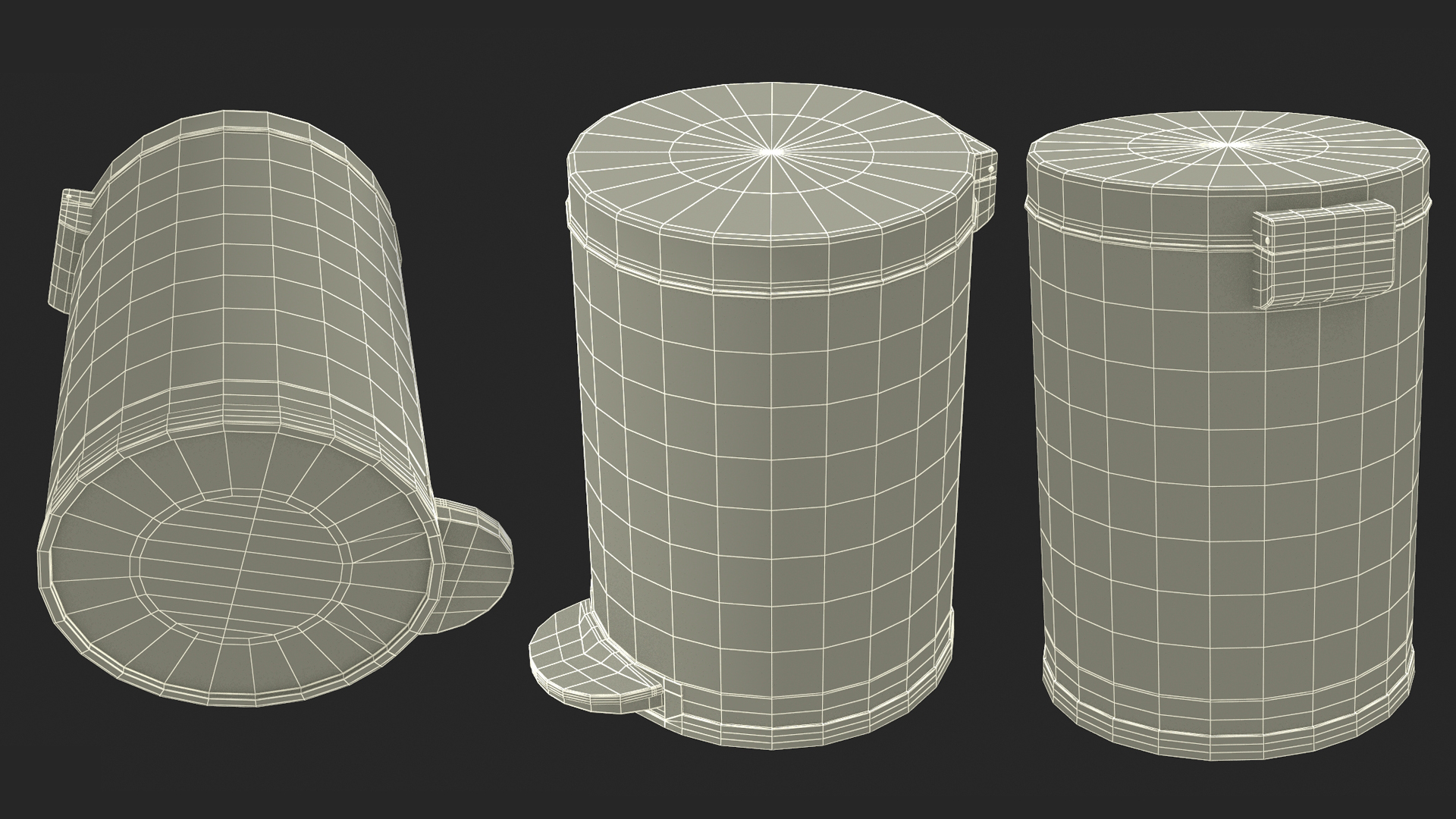 Round Step Garbage Can 3D