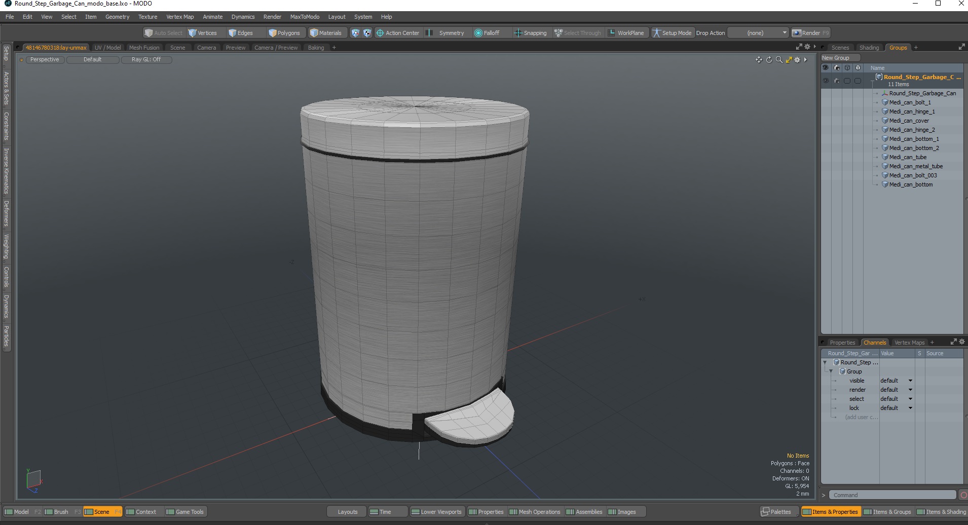 Round Step Garbage Can 3D