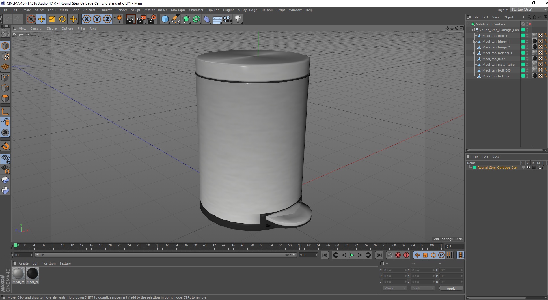 Round Step Garbage Can 3D