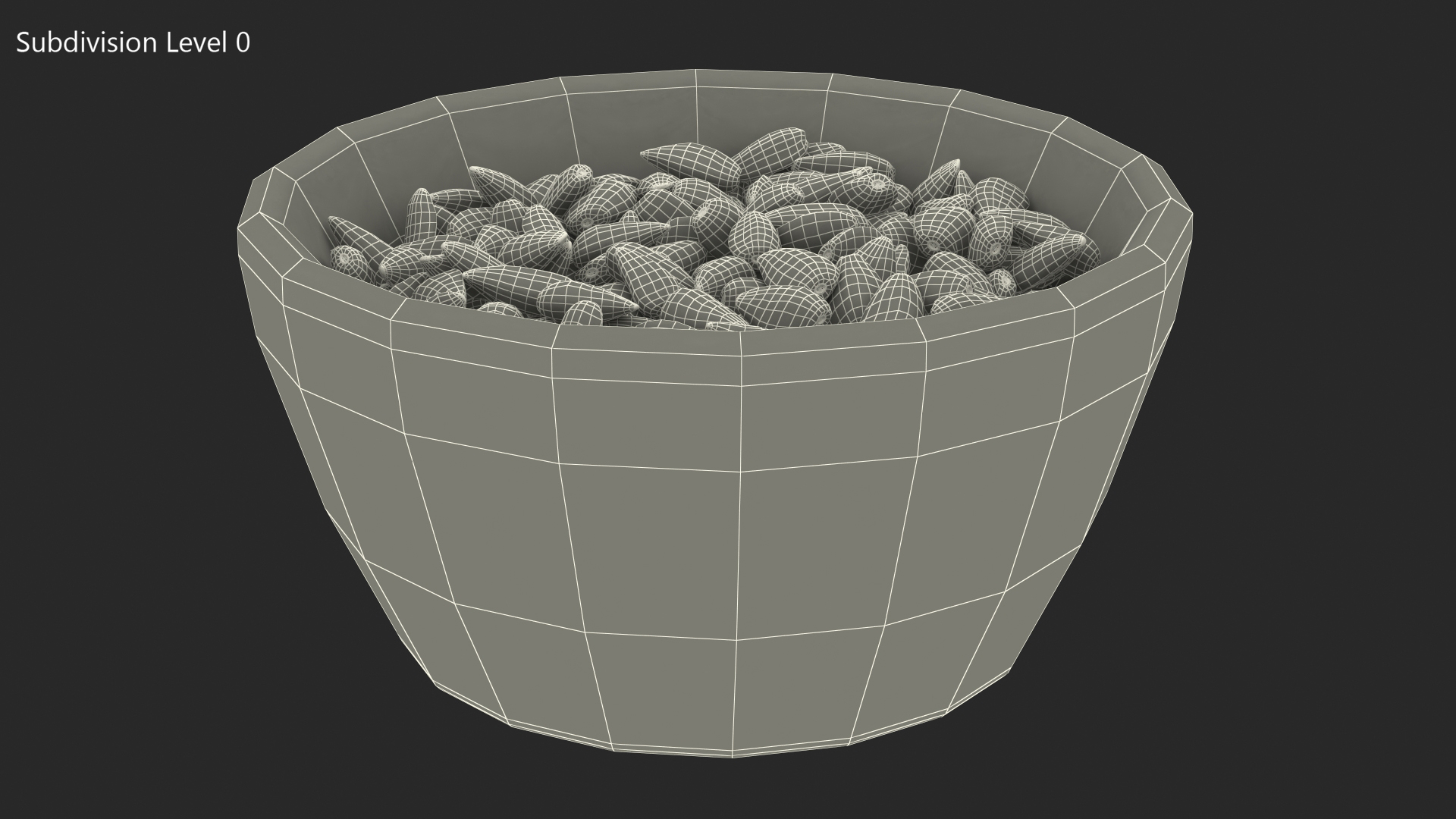 Full Bowl of Black Sunflower Seeds 3D model