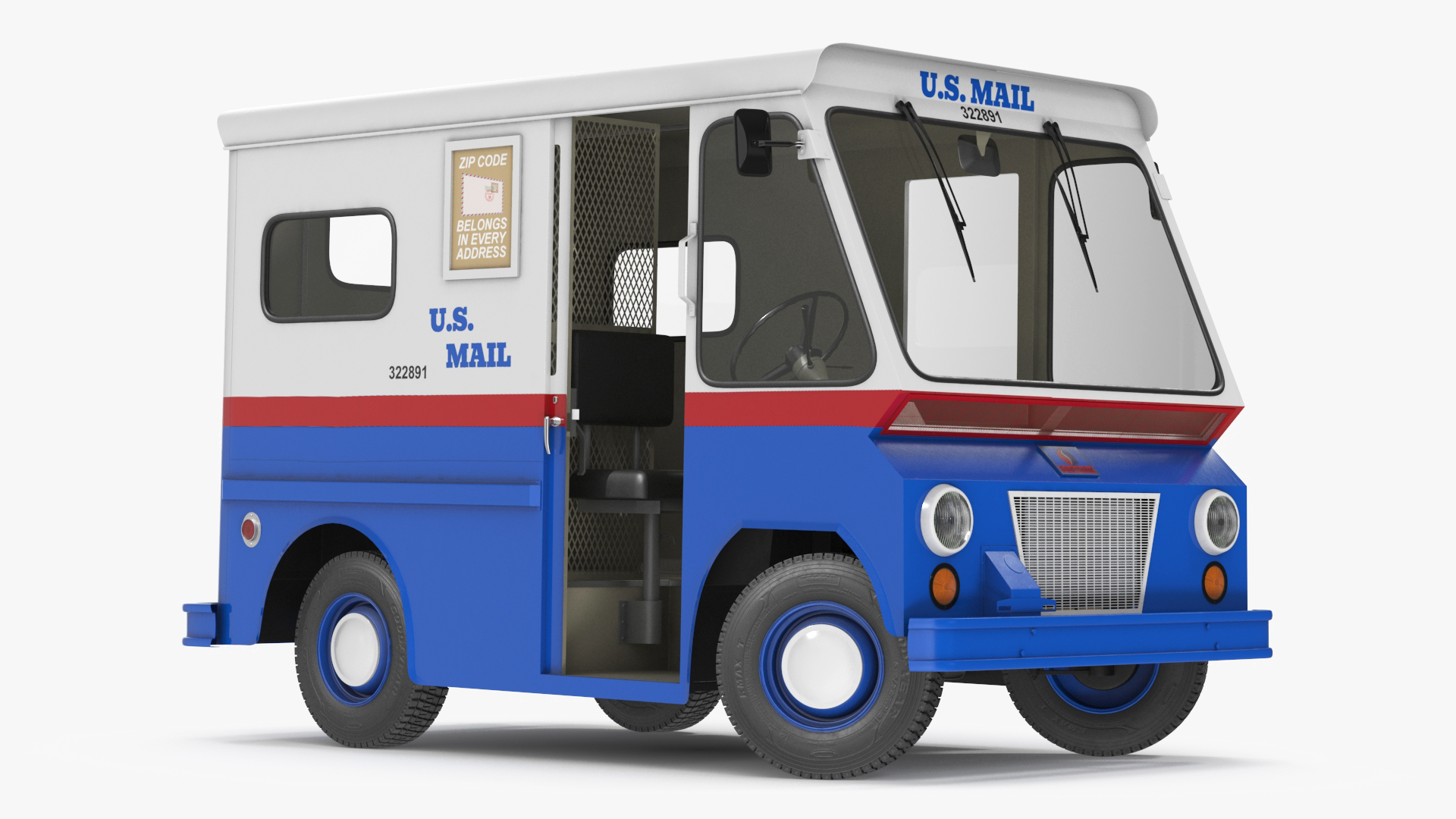 3D US Mail Studebaker ZIP Van Rigged model