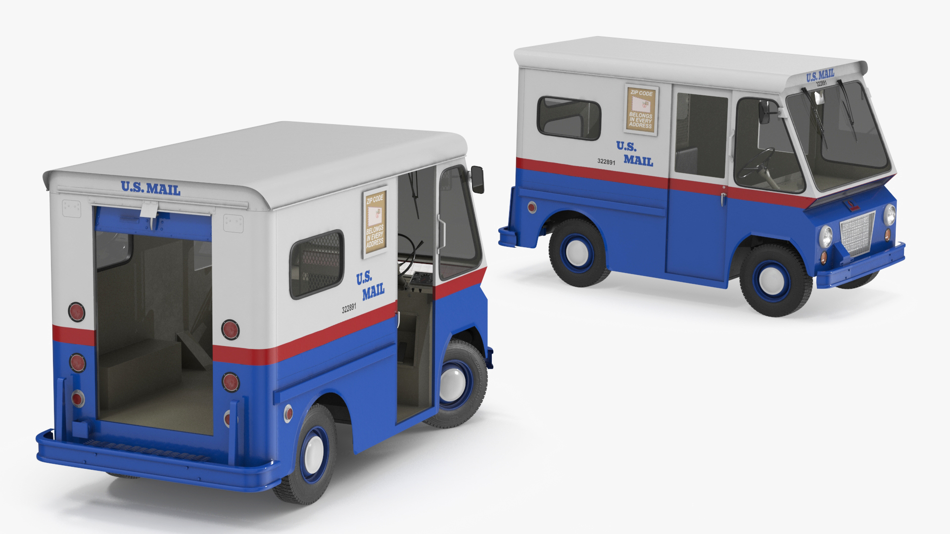 3D US Mail Studebaker ZIP Van Rigged model