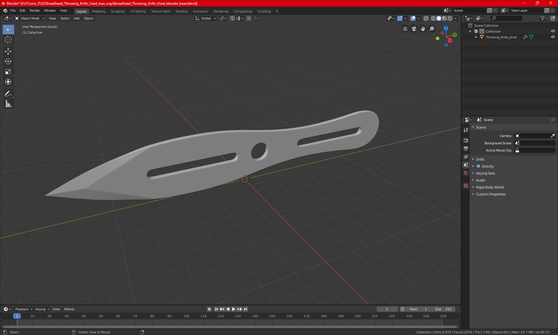 3D Bullseye Throwing Knife model