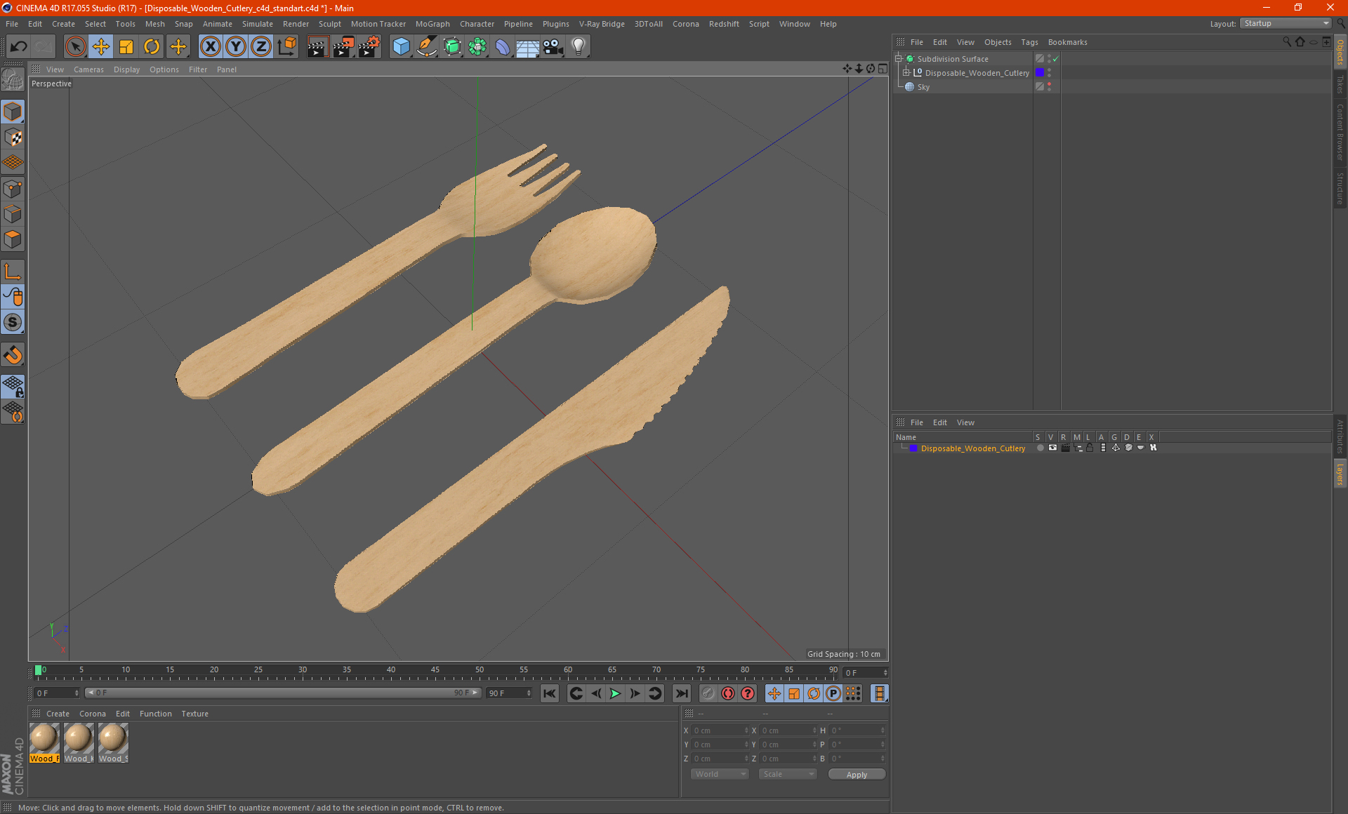 3D model Disposable Wooden Cutlery