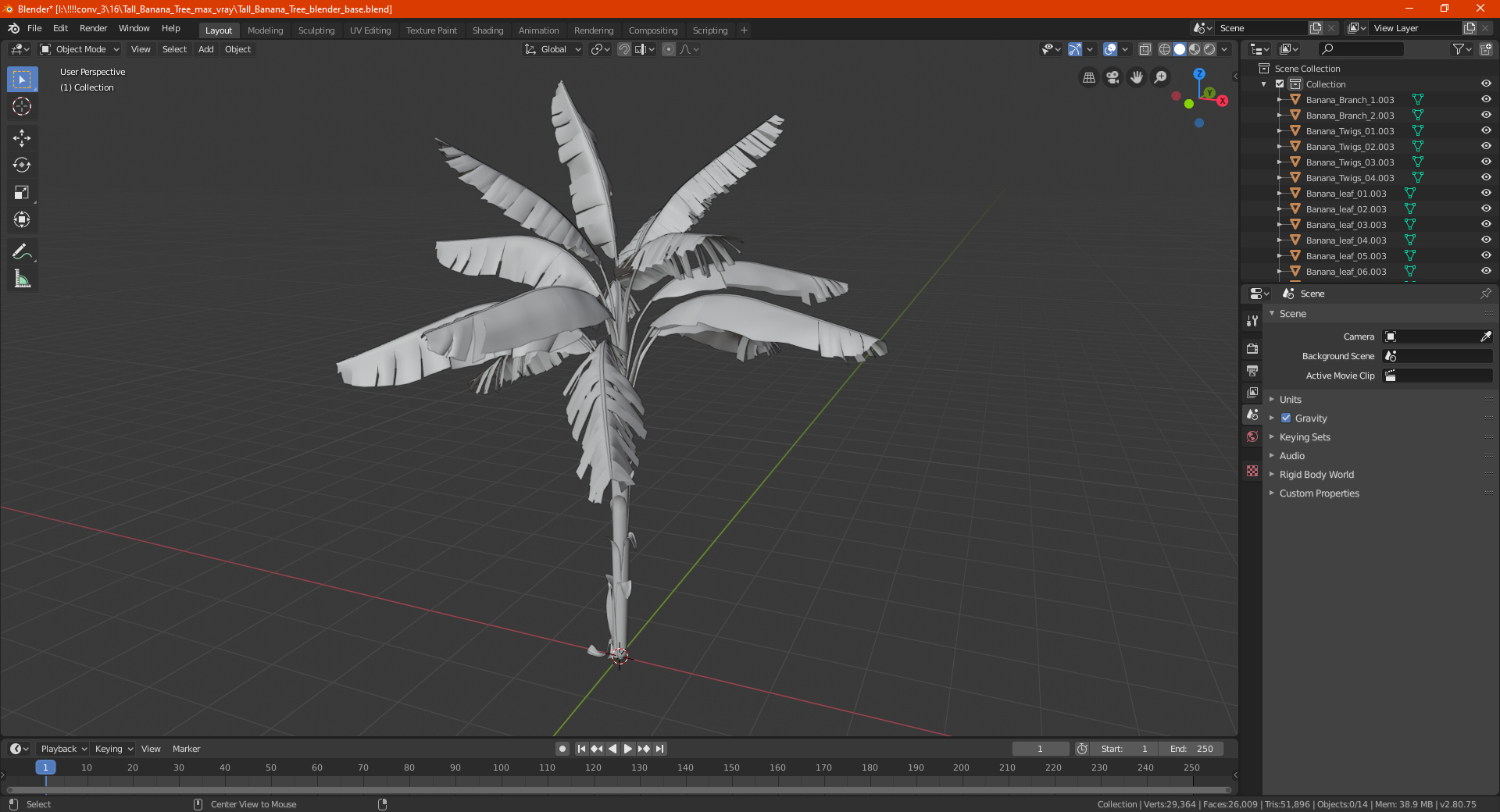 3D Tall Banana Tree