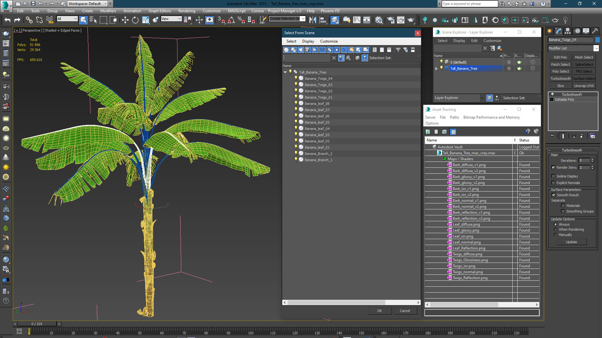 3D Tall Banana Tree