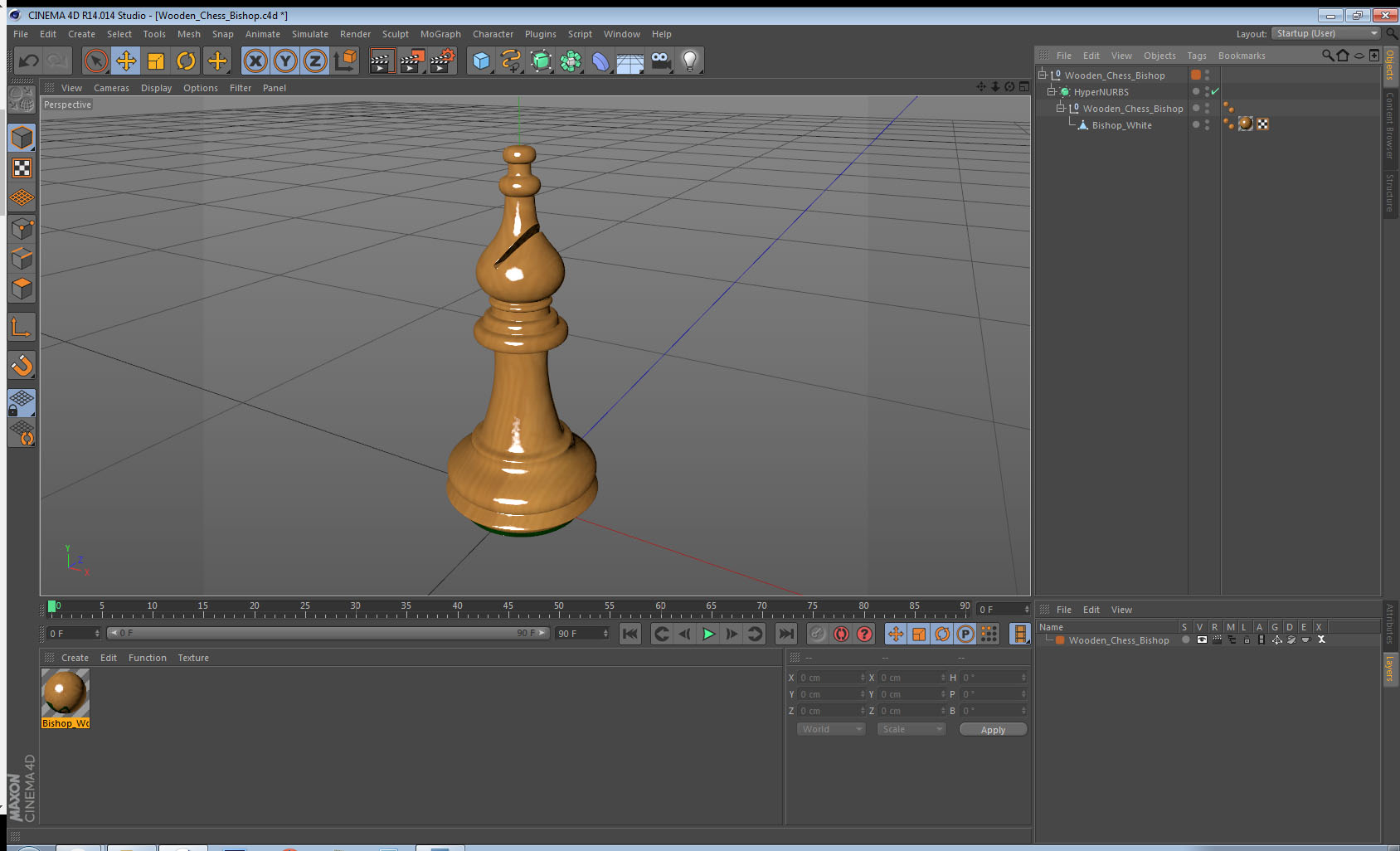 Wooden Chess Bishop 3D model