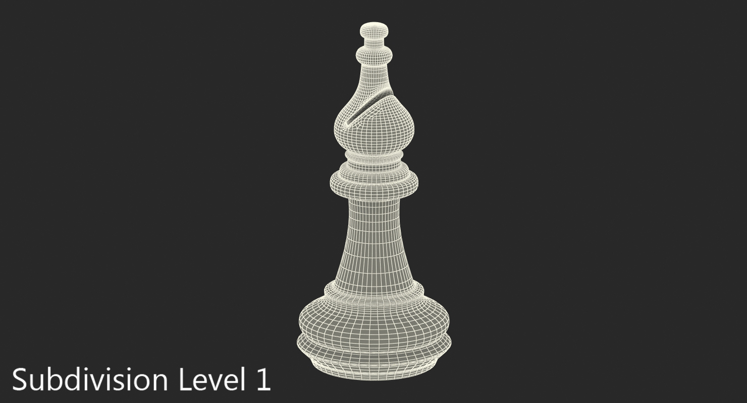 Wooden Chess Bishop 3D model