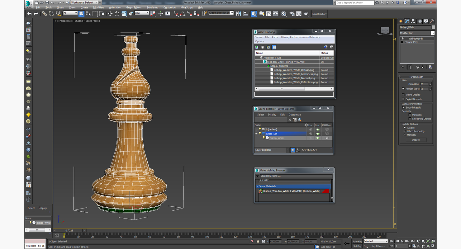 Wooden Chess Bishop 3D model