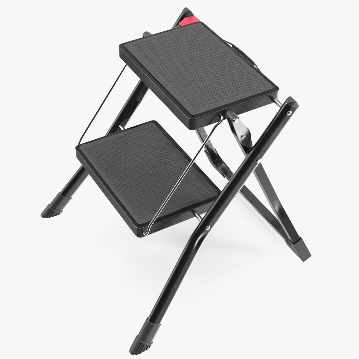 3D Two Steps Black Steel Stool Rigged for Cinema 4D model