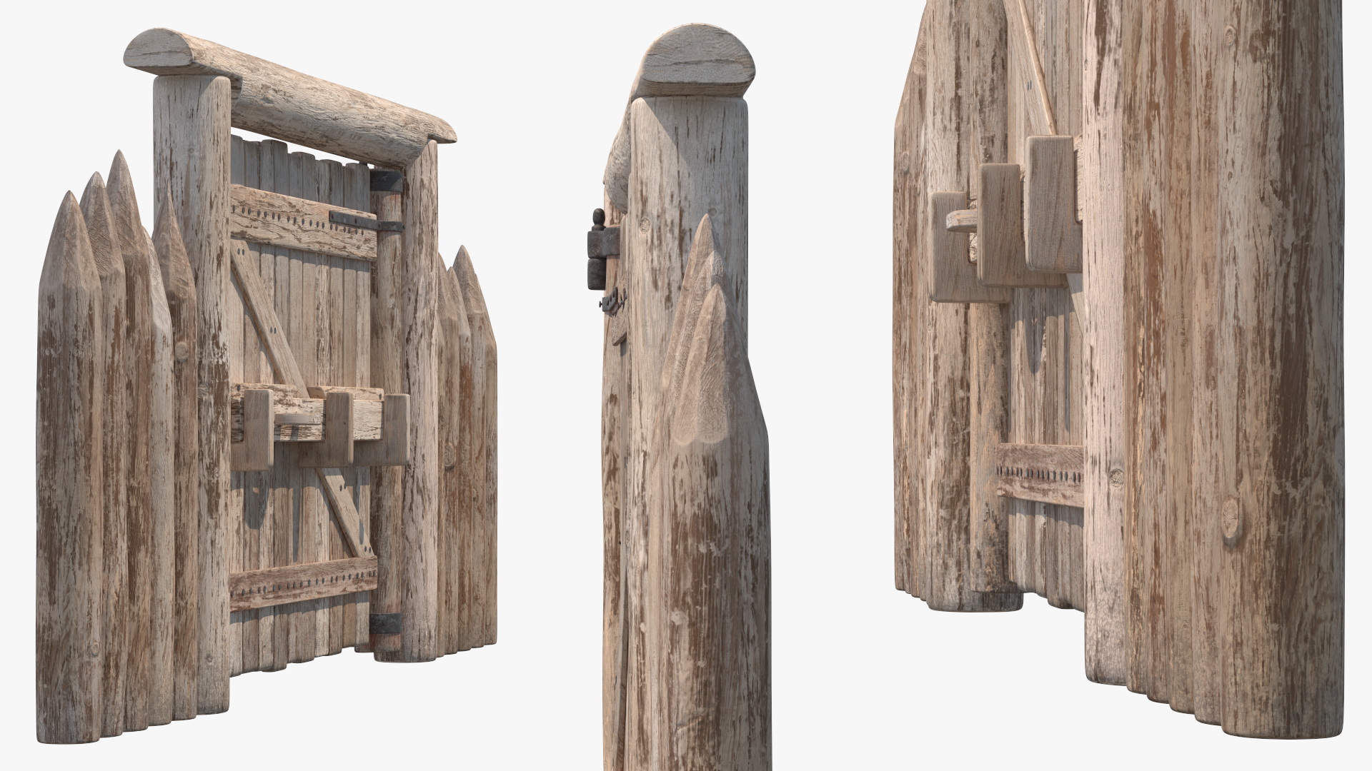 3D Village Gate with Fence model