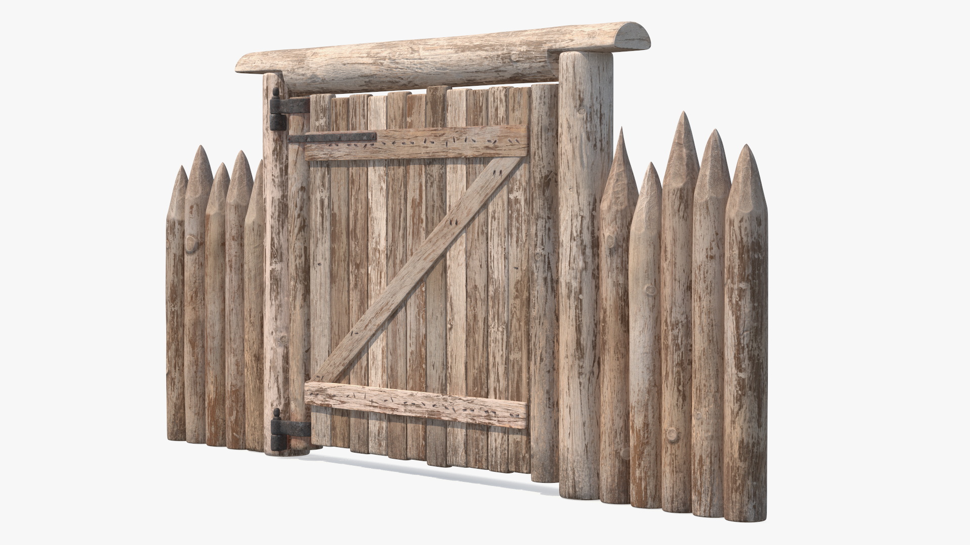 3D Village Gate with Fence model