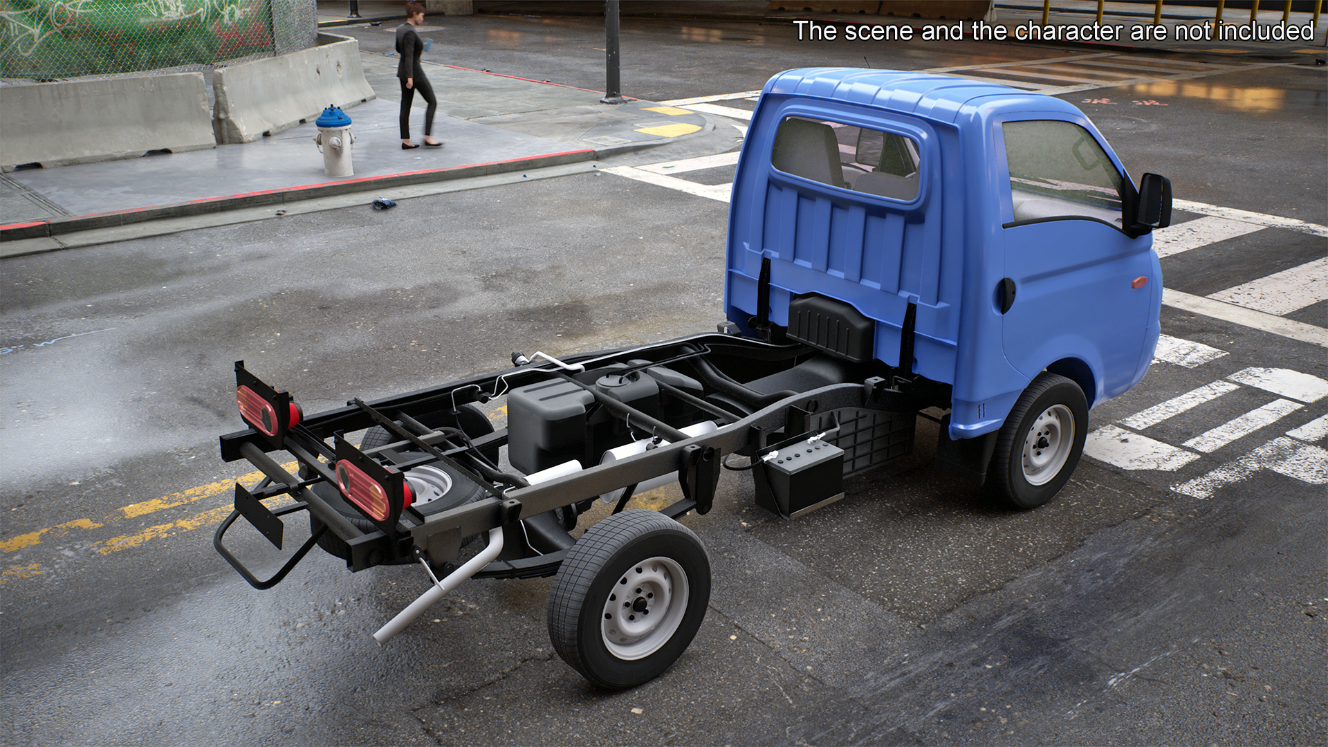 Small Truck Bare Chassis Blue 3D model