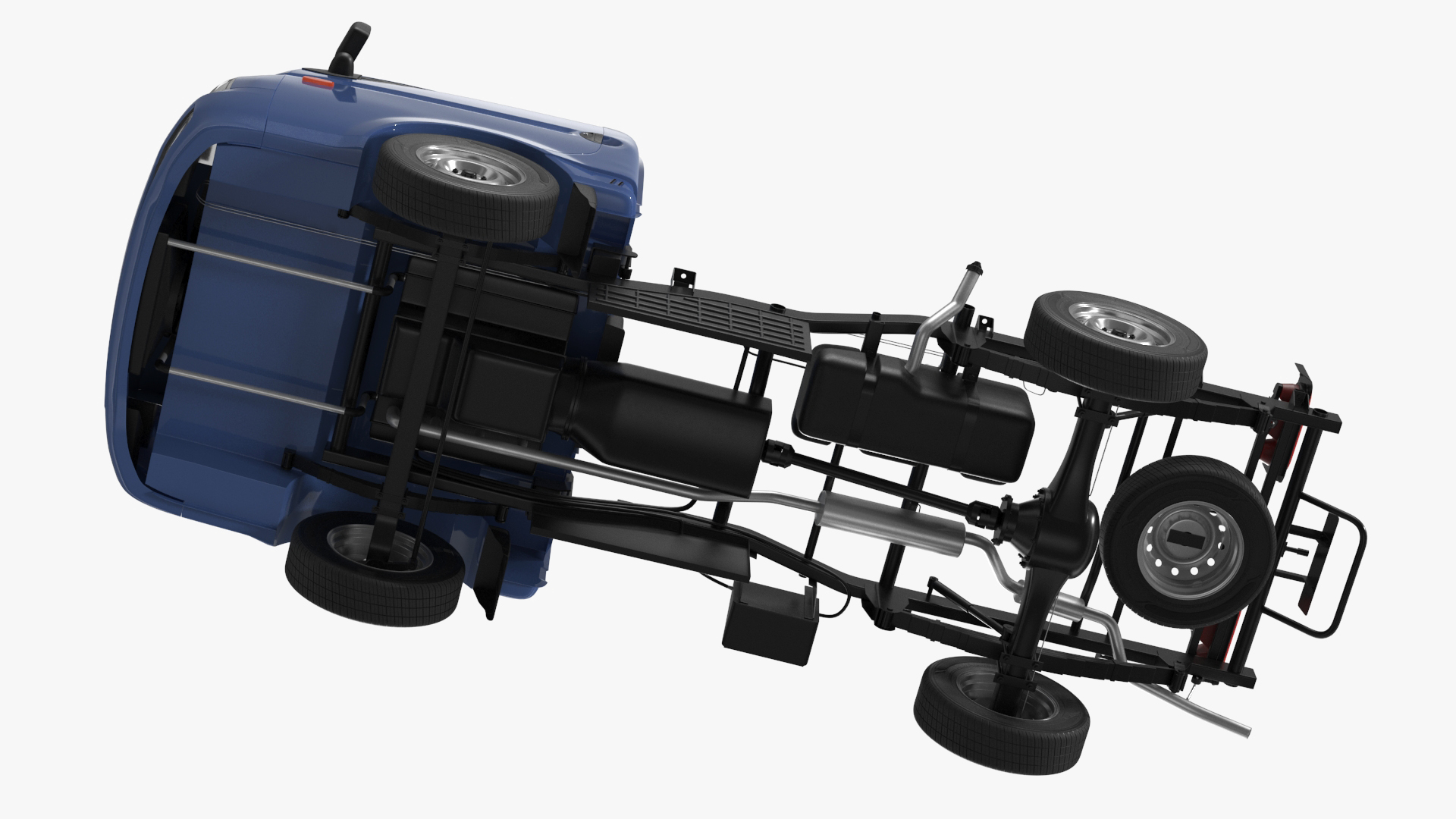 Small Truck Bare Chassis Blue 3D model