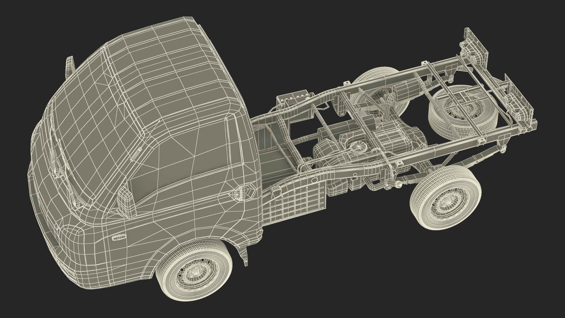 Small Truck Bare Chassis Blue 3D model