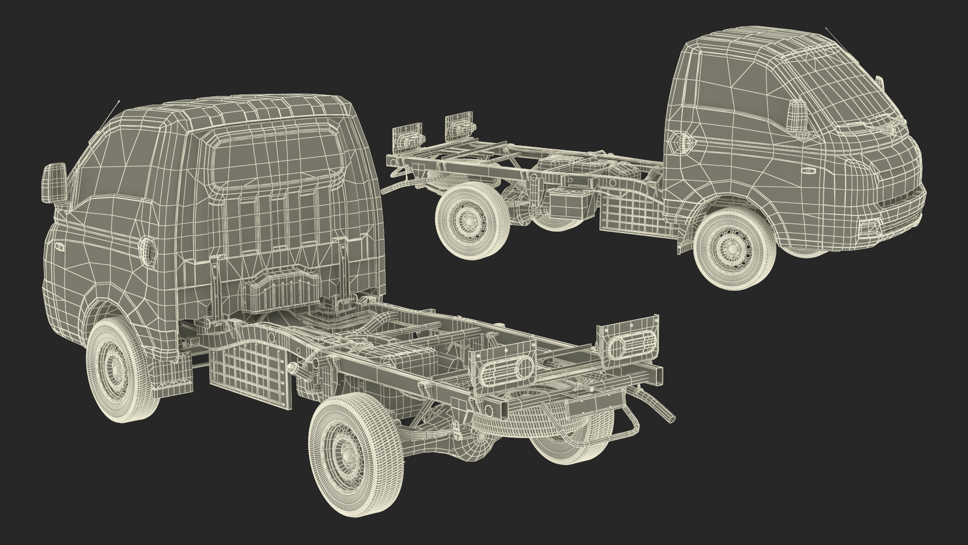 Small Truck Bare Chassis Blue 3D model