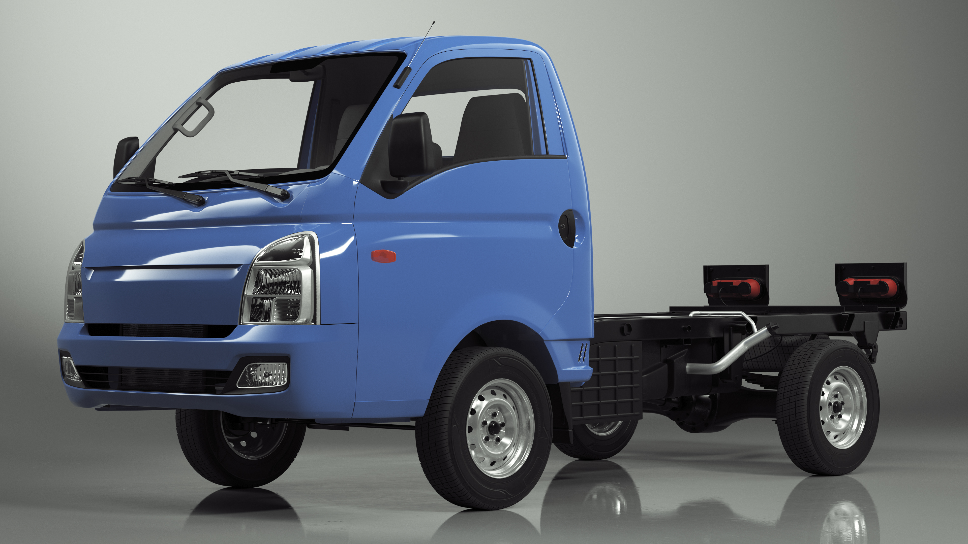 Small Truck Bare Chassis Blue 3D model