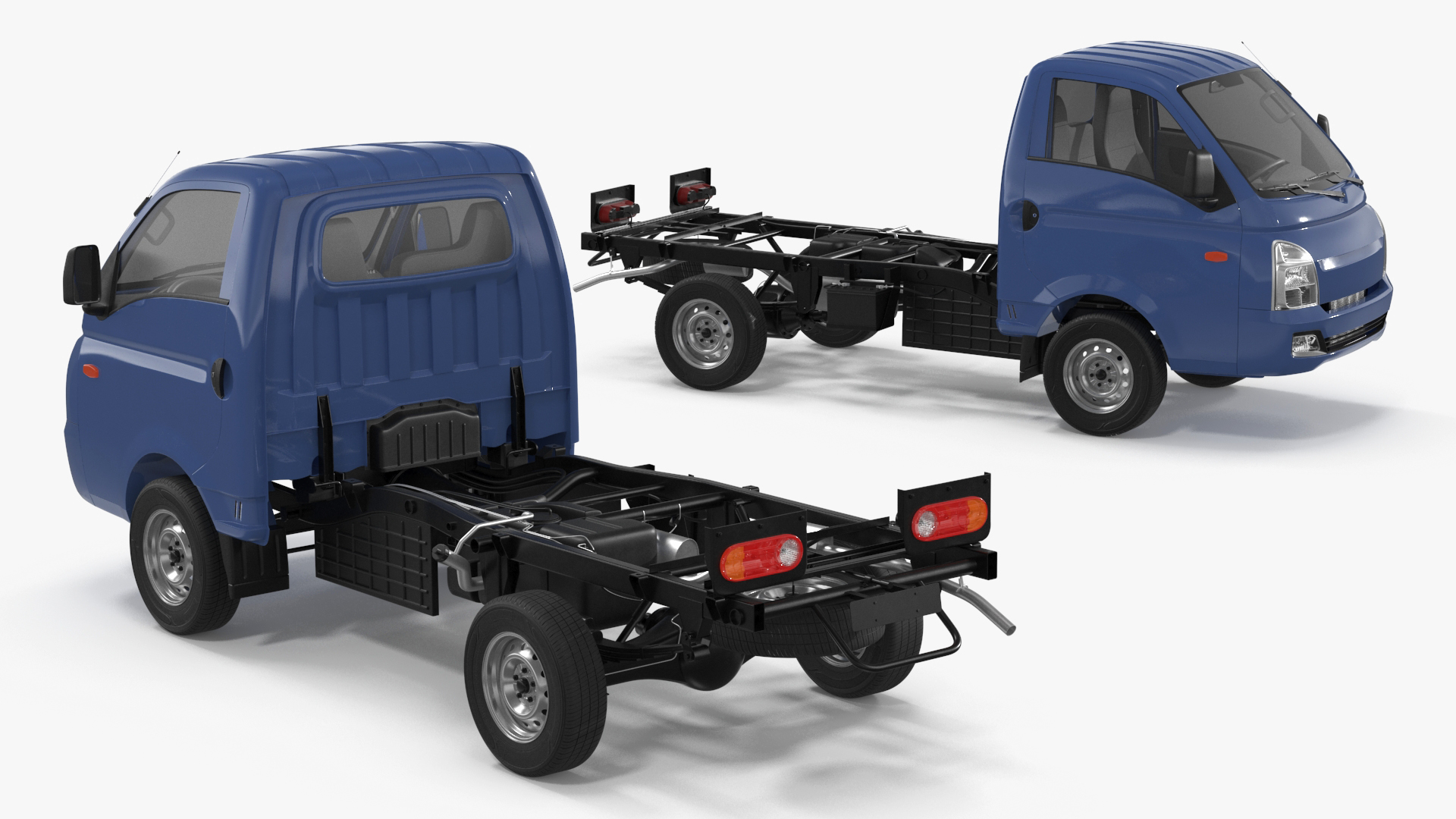 Small Truck Bare Chassis Blue 3D model