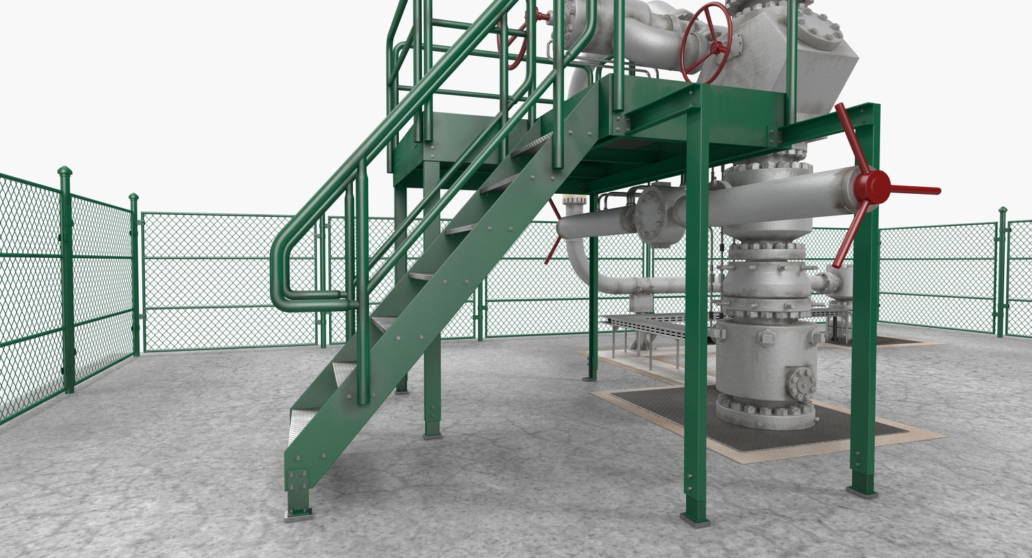 3D Oil Wellhead with Fence model