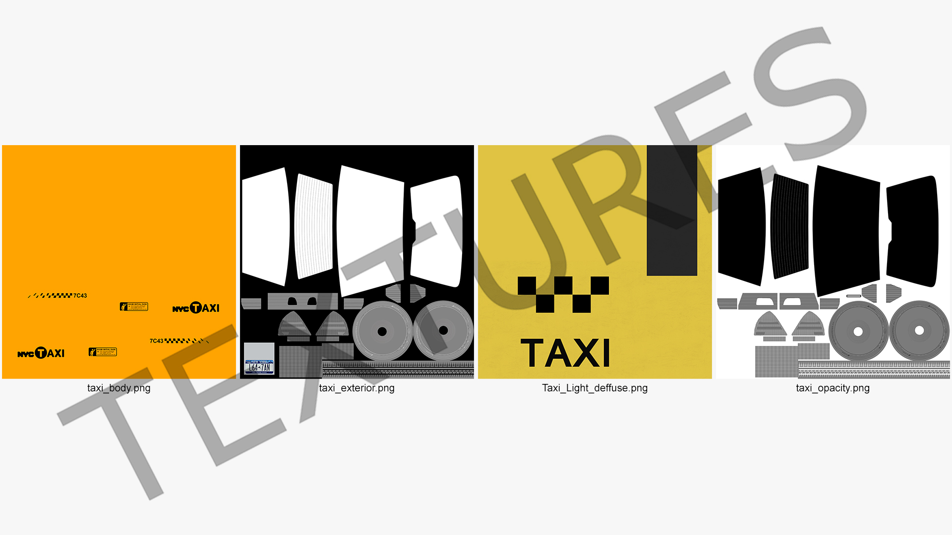 3D model Generic Yellow Taxi Simple Interior