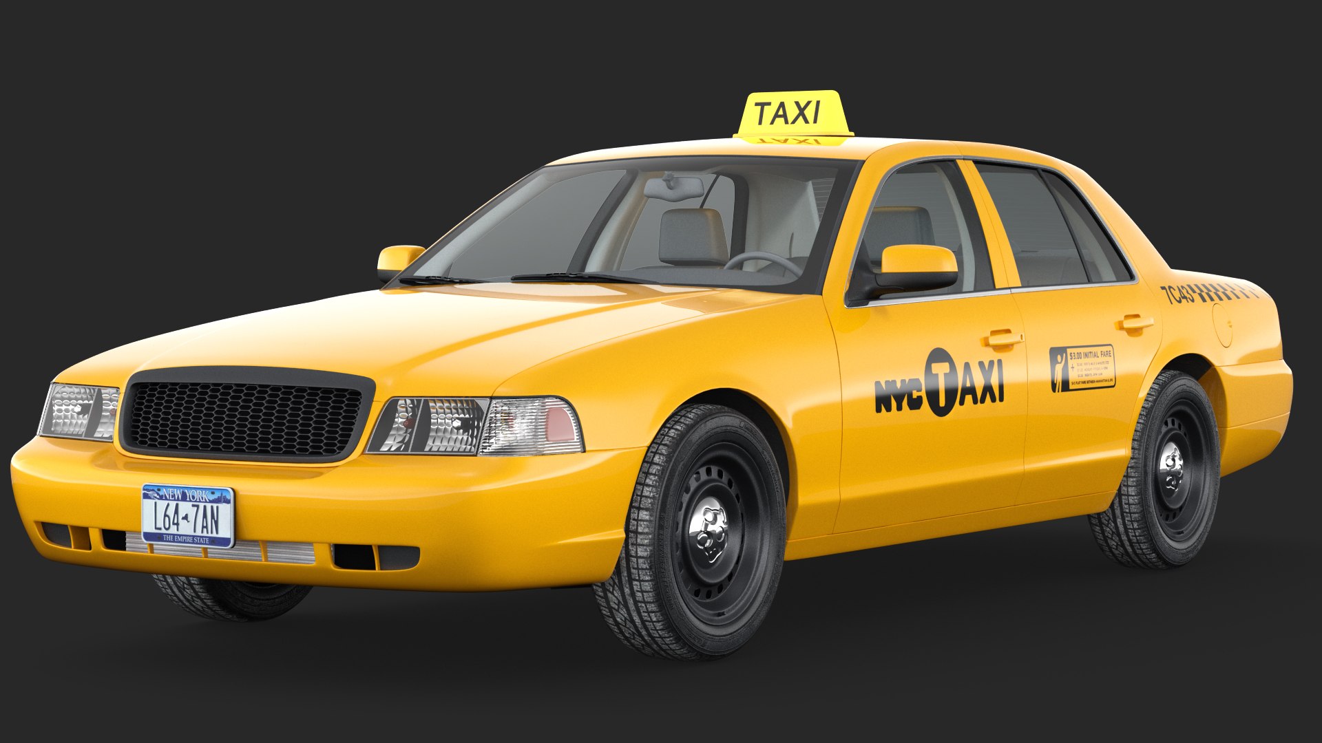 3D model Generic Yellow Taxi Simple Interior