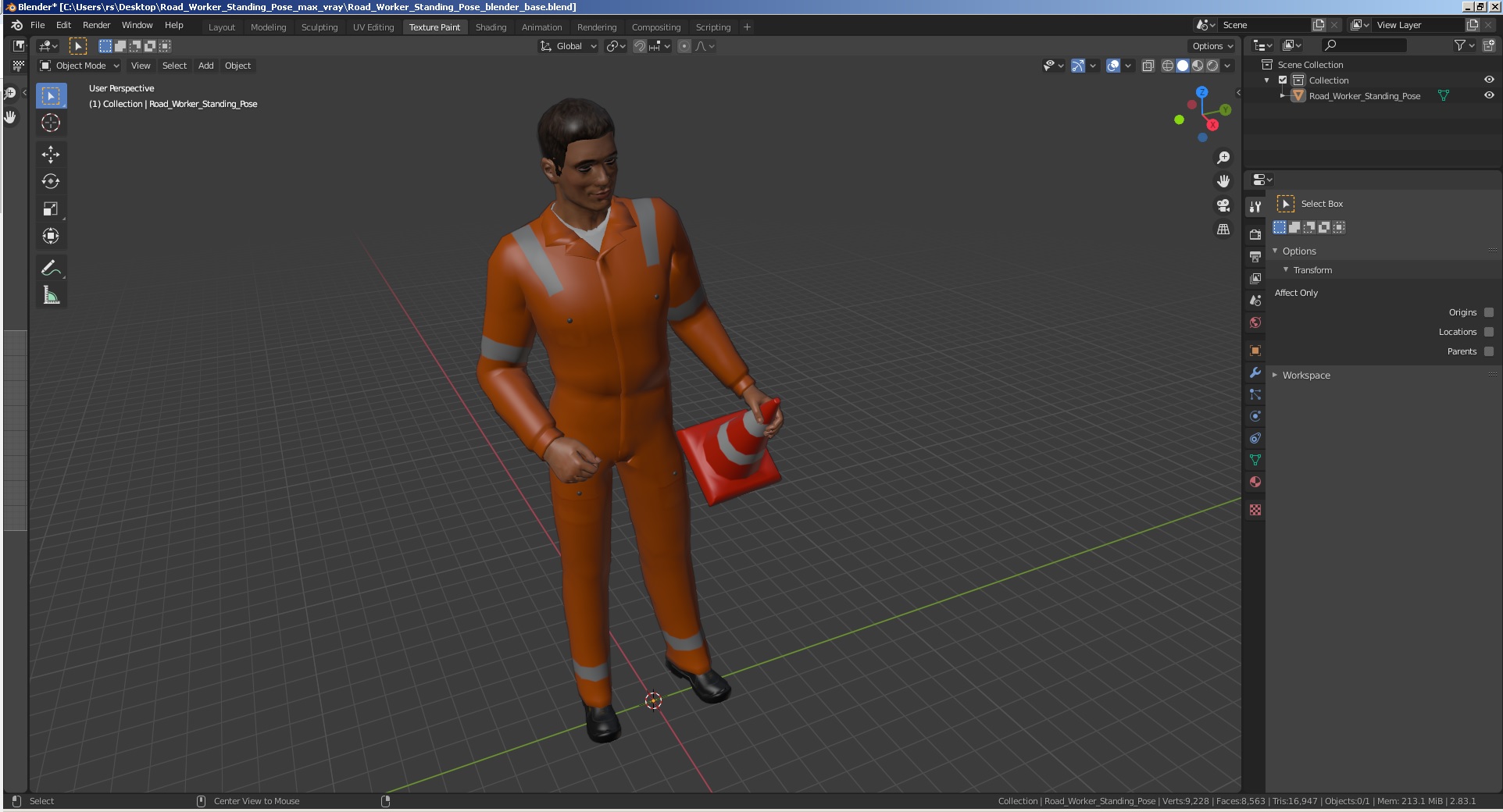 3D model Road Worker Standing Pose