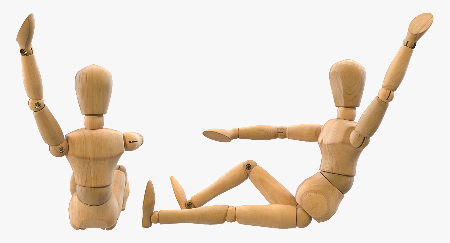 Wooden Dummy Toy Sitting Pose 3D model