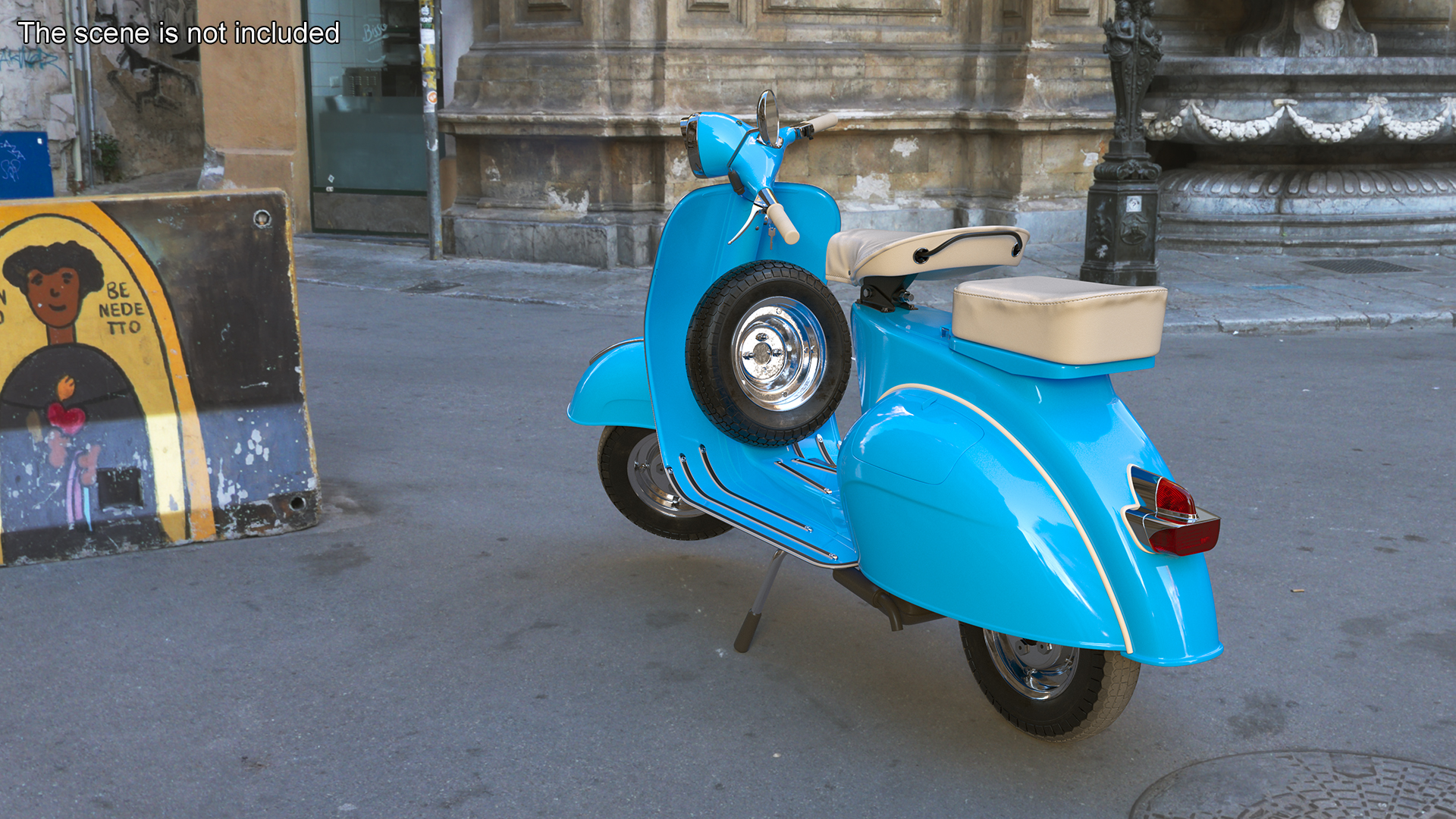 Classic Scooter Vespa 125 Blue Rigged 3D