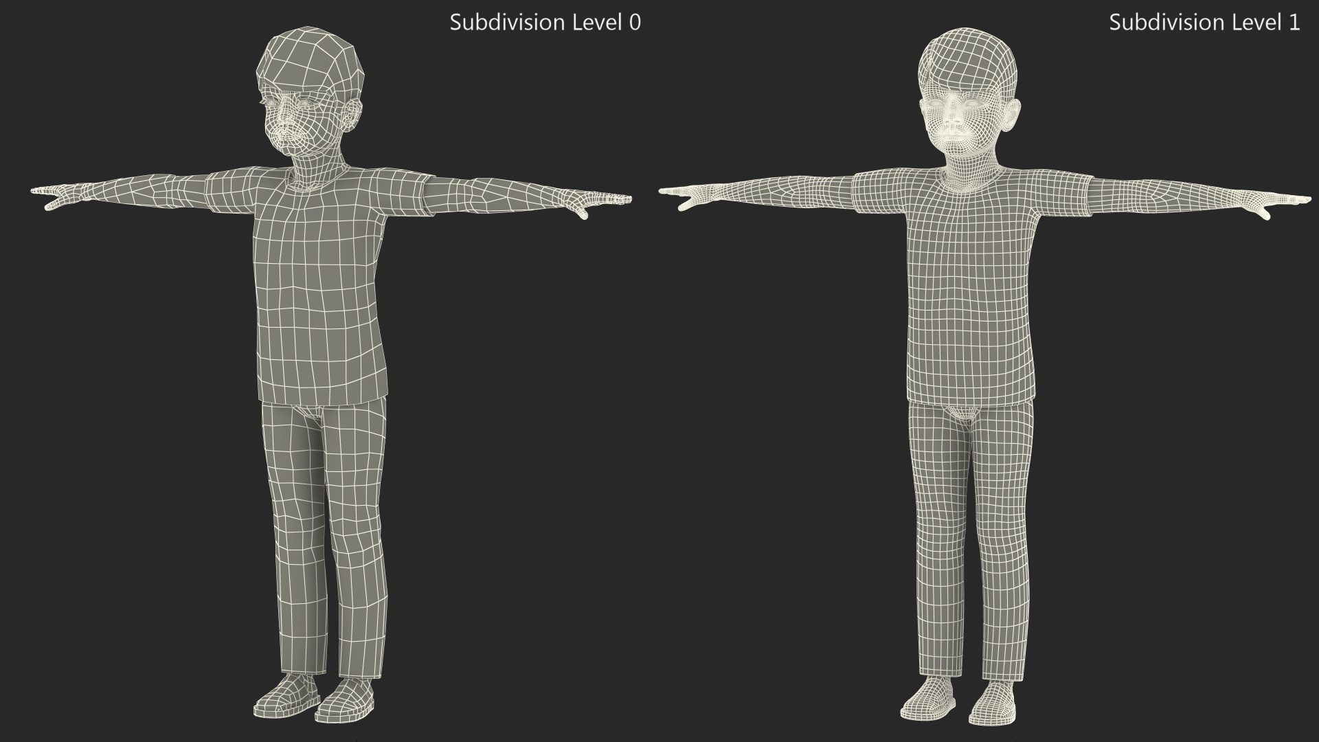 3D Asian Child Boy Home Style T-pose model