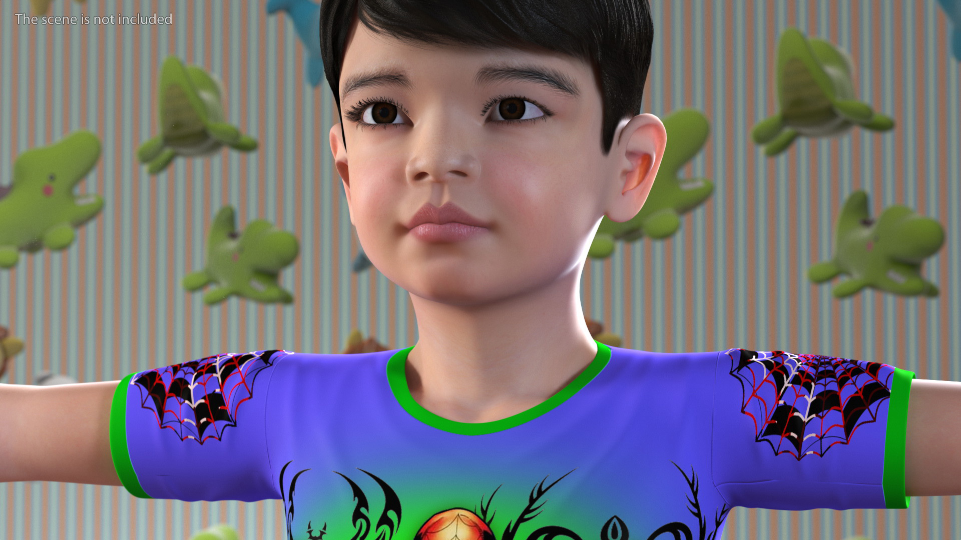 3D Asian Child Boy Home Style T-pose model