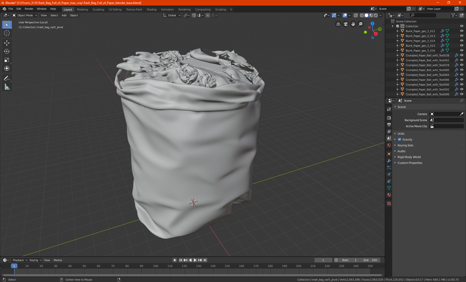 3D Trash Bag Full of Paper model