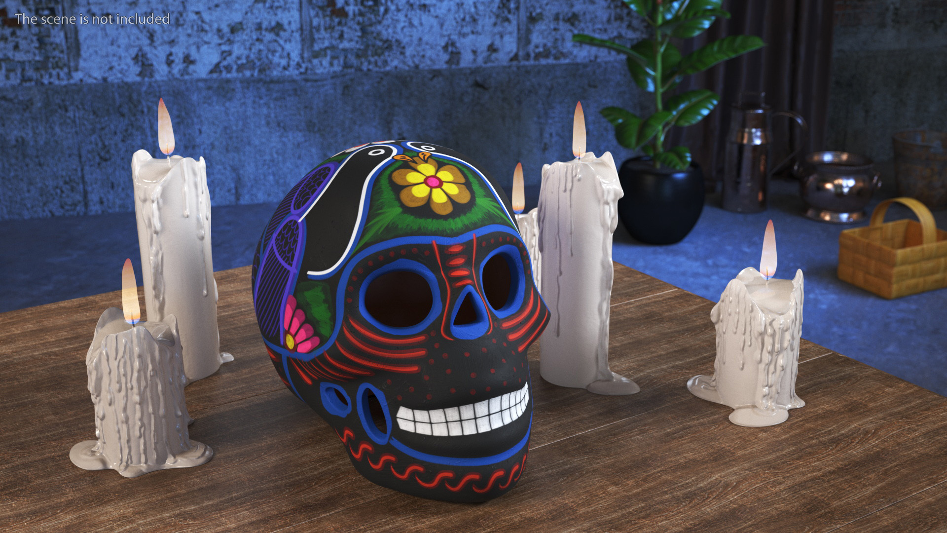 Calavera Noche Oscura with Candles 3D model