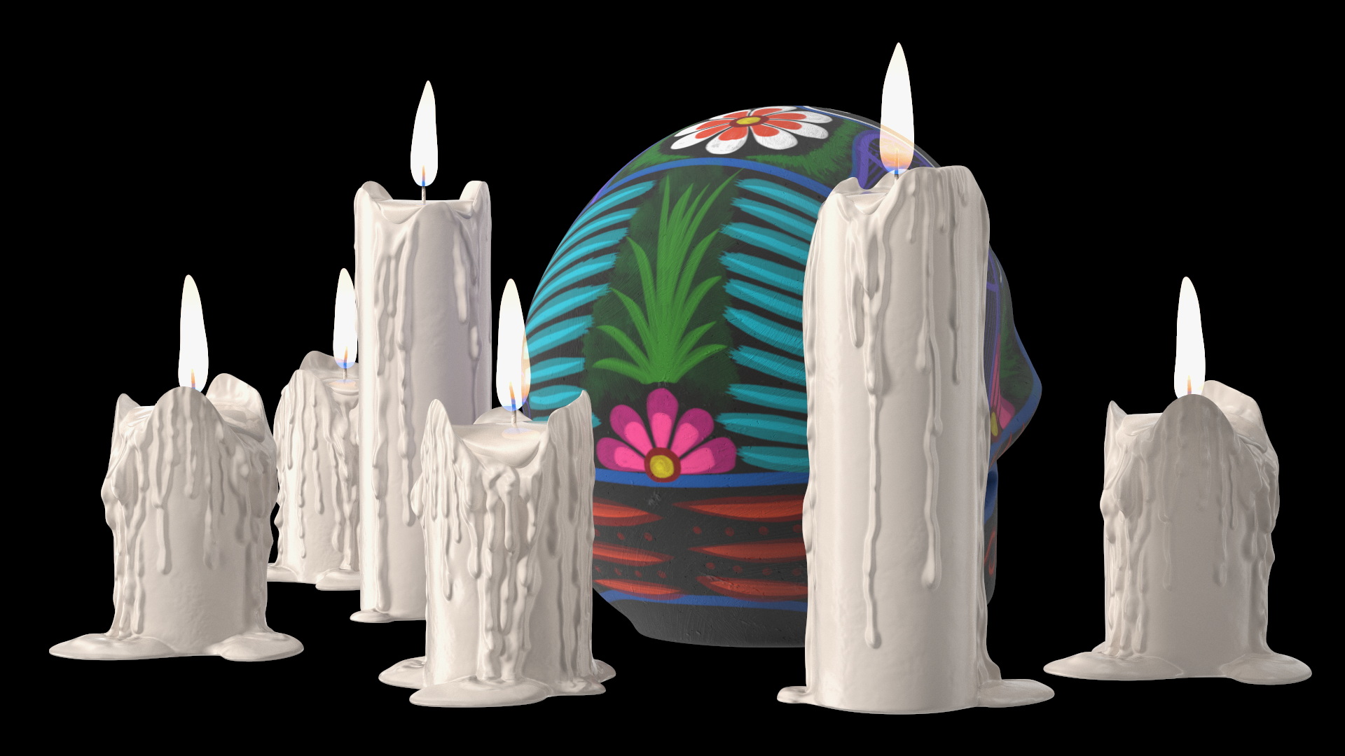 Calavera Noche Oscura with Candles 3D model