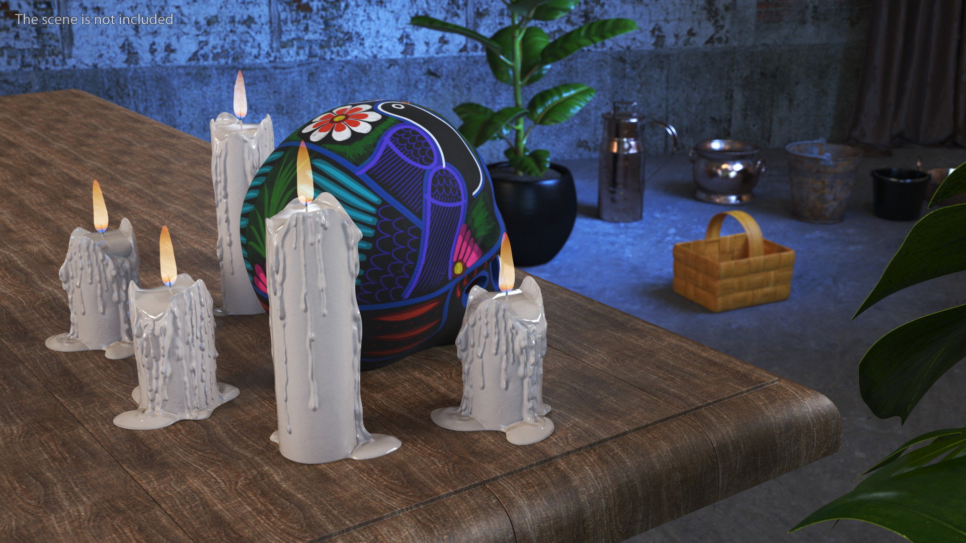 Calavera Noche Oscura with Candles 3D model