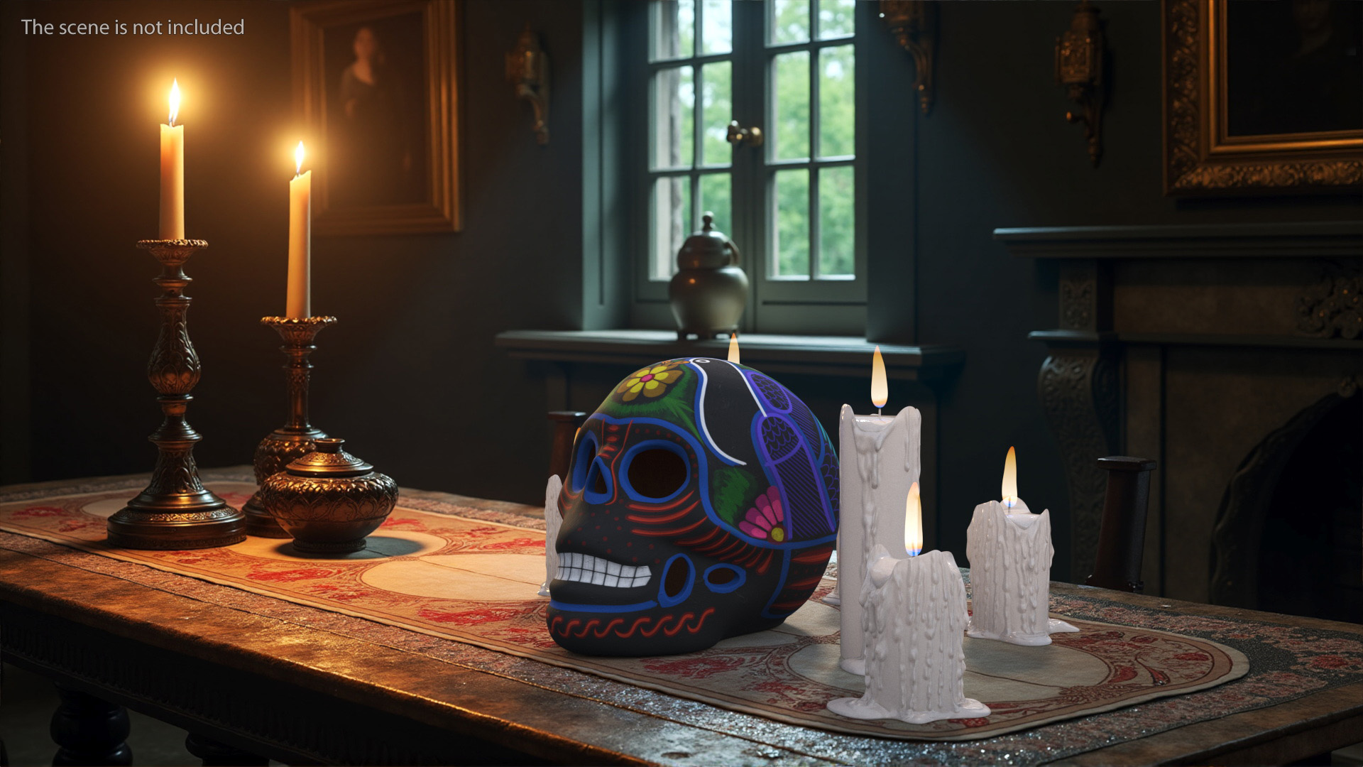 Calavera Noche Oscura with Candles 3D model