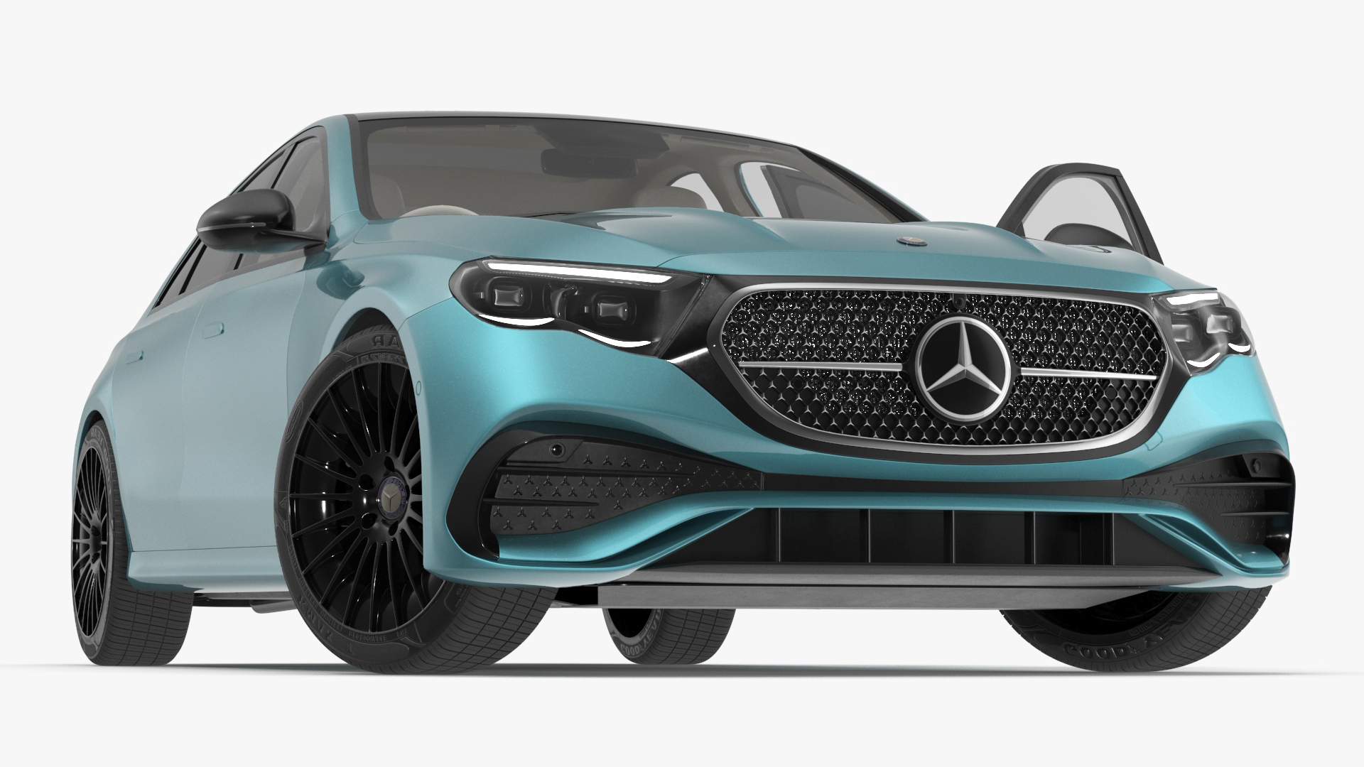 3D Next Gen Mercedes E-Class 2023 Blue Rigged for Maya