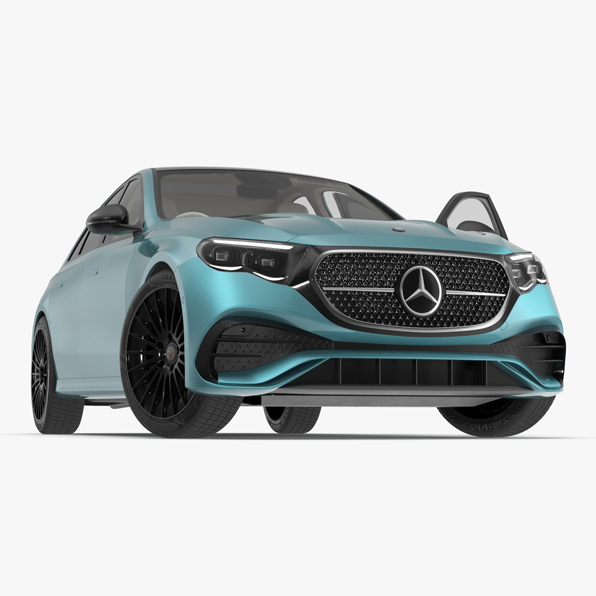 3D Next Gen Mercedes E-Class 2023 Blue Rigged for Maya