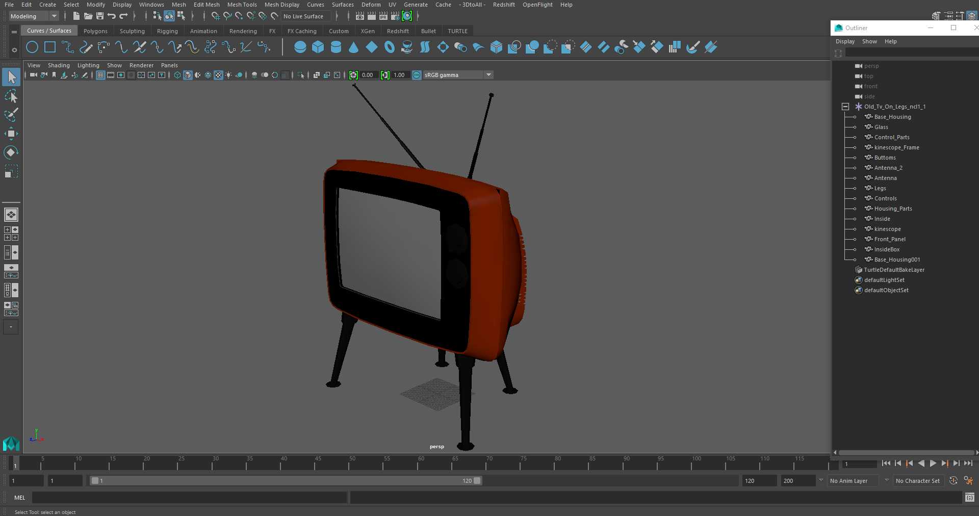 Old Tv On Legs 3D model