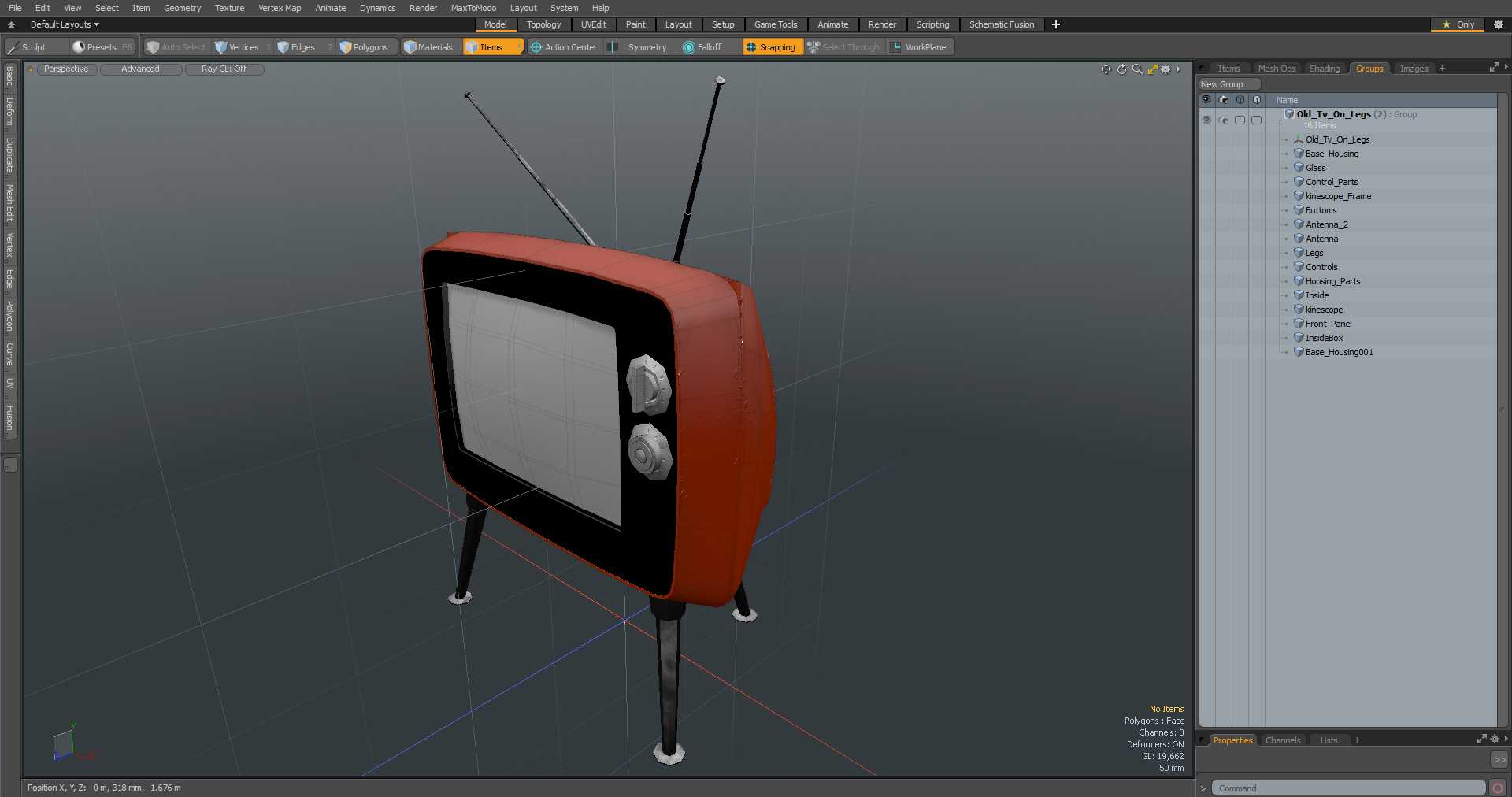 Old Tv On Legs 3D model