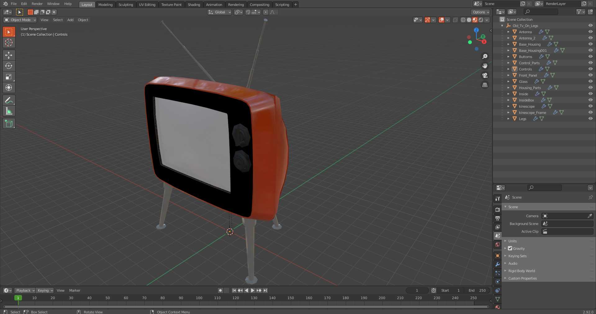 Old Tv On Legs 3D model