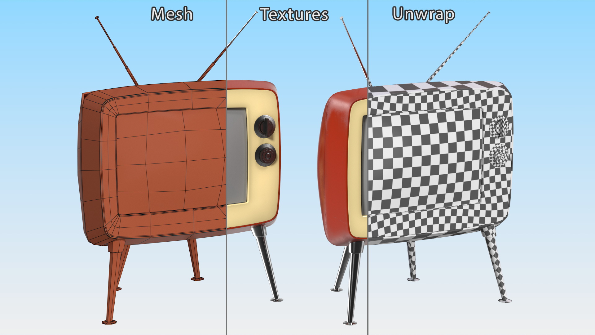 Old Tv On Legs 3D model