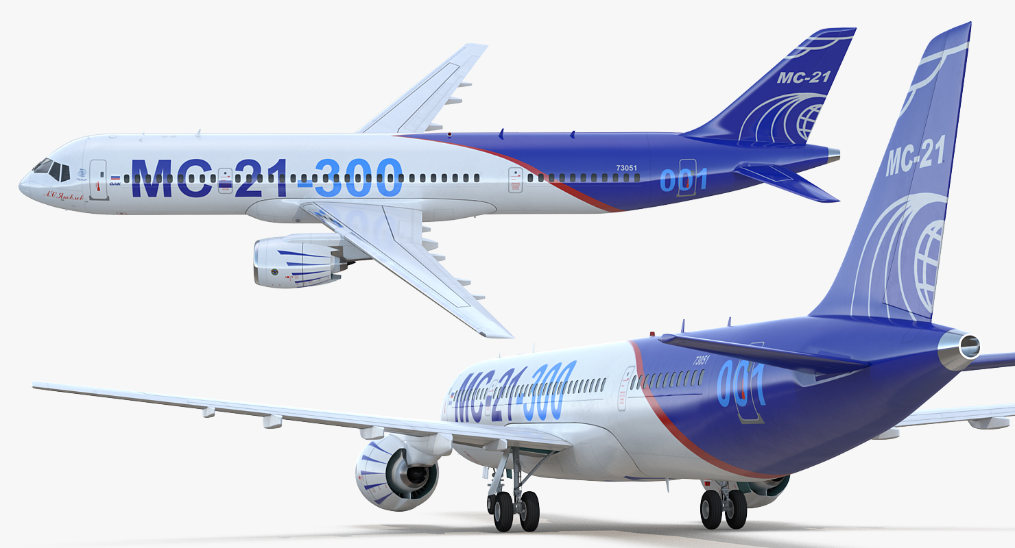 3D Russian Airliner MC 21 300 Rigged model