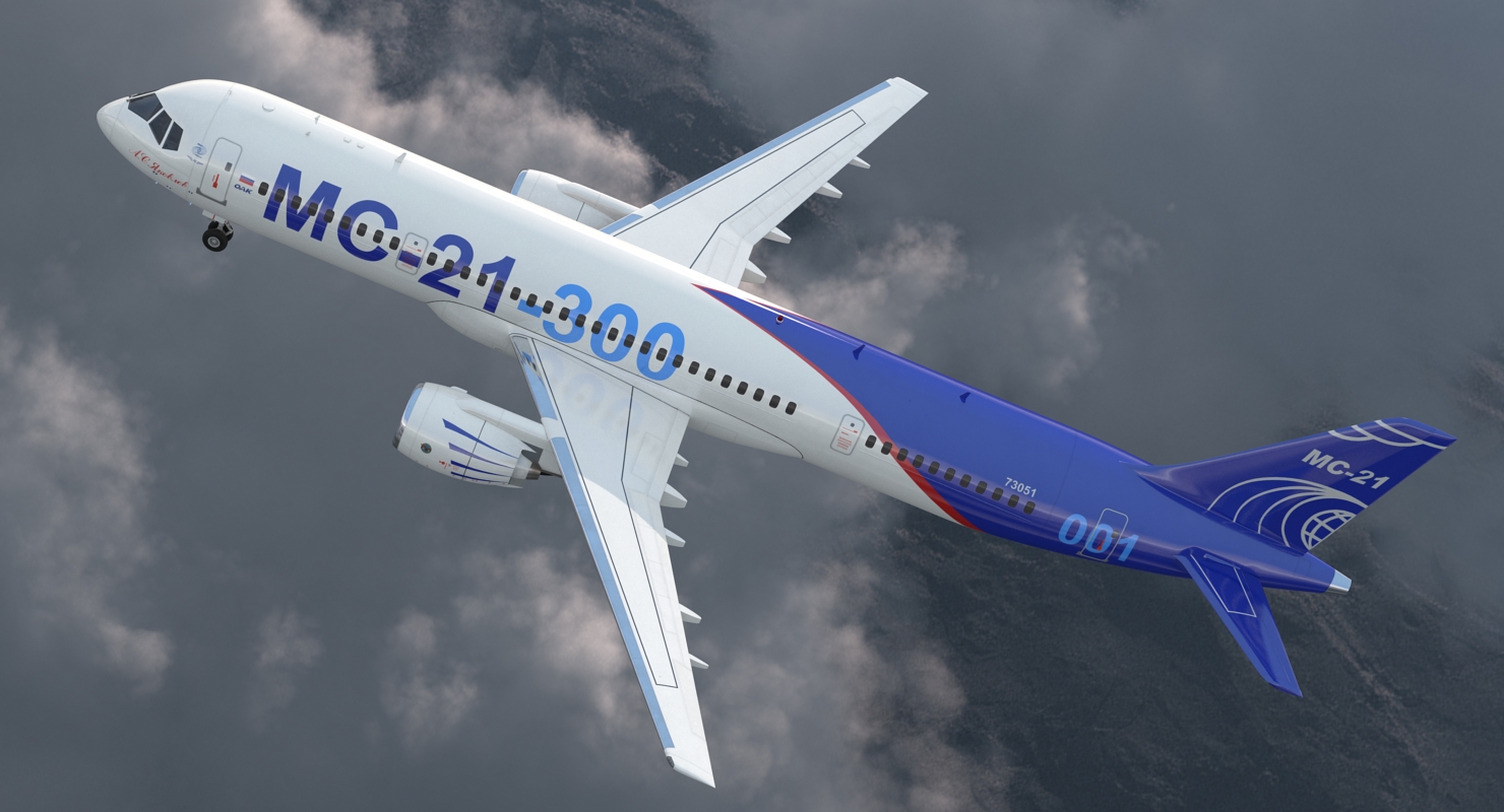 3D Russian Airliner MC 21 300 Rigged model